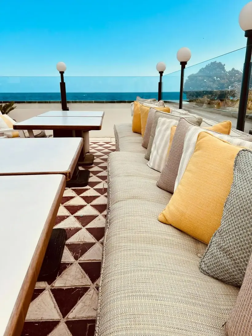 Terrace with a sofa and sea views